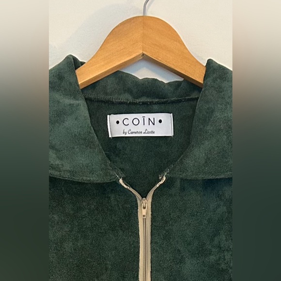 ATELIER COIN Designer Couture One of A Kind Top Sporty Terry Cotton Green Sz S - Picture 2 of 7